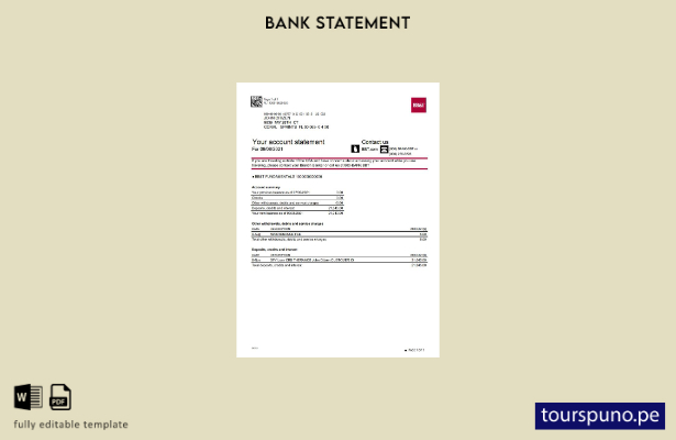 listo para imprimir plantilla de Excel de estado de cuenta bancaria de BB&T Corp